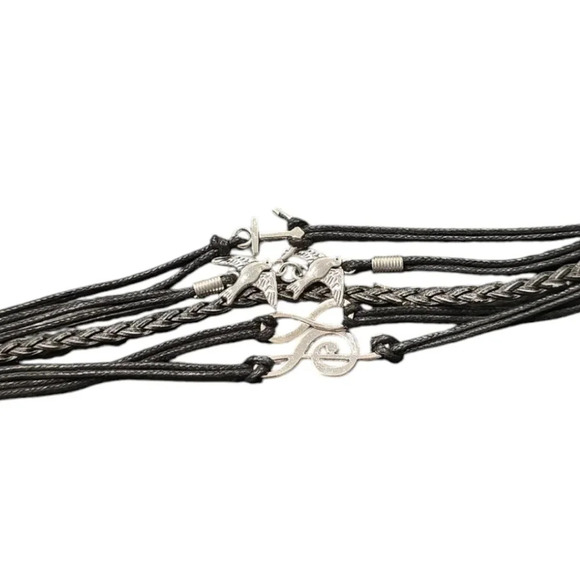Anchor Doves Infinity Music Faux Leather Multi-layered Bracelet - Picture 1 of 3